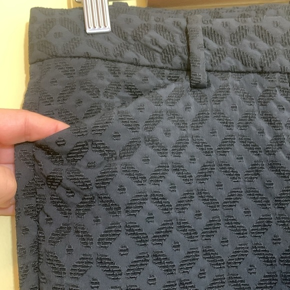 Theory Black Embroidery Diamond Pattern Tapered Tailored Wardrobe Staple Pants 2 - Picture 3 of 17